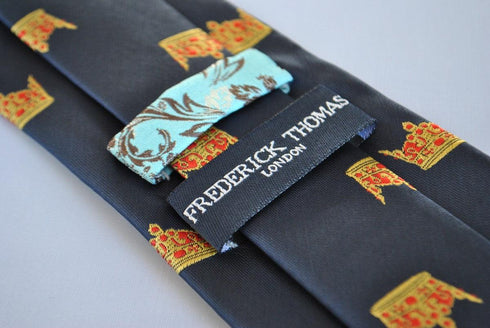 navy tie with crown design